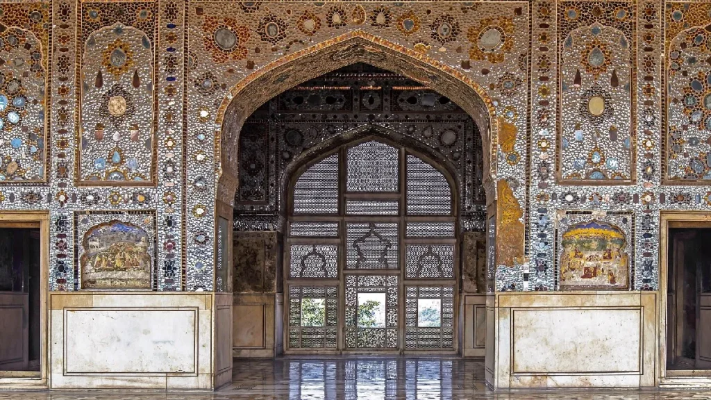 Agra Fort Sheesh Mahal decorated with intricate mirror work